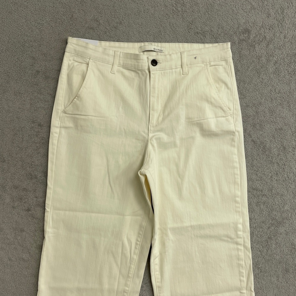 NEW Ella Moss Women's Size 12 Wide Leg Crop Pants Cream Cotton Blend - Picture 8 of 12